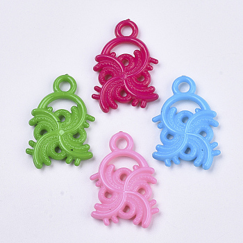 Opaque Acrylic Pendants, Flower, Mixed Color, 28.5x20x4mm, Hole: 3mm, about 580pcs/500g