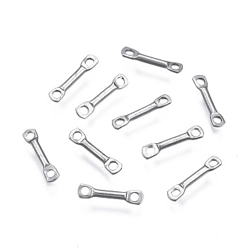 Tarnish Resistant 304 Stainless Steel Link Connectors, Stainless Steel Color, 10x2x1mm, Hole: 1.2mm