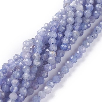 Natural Tanzanite Beads Strands, Round, Faceted, 3mm, Hole: 0.7mm, about 140pcs/strand, 15.55inch(39.5cm)