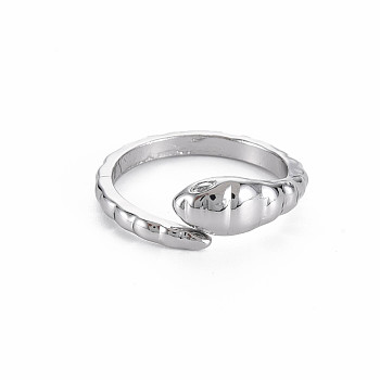 Snake Shape Rack Plating Alloy Cuff Rings, Open Rings, Cadmium Free & Lead Free, Platinum, US Size 7 3/4(17.9mm)