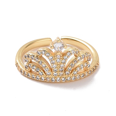 Clear Cubic Zirconia Crown Open Ring(RJEW-P032-19G)-2