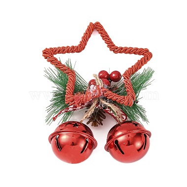 Étoile de Noël en plastique avec décorations à pendentif cloche(AJEW-S088-01A)-2