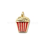 Rack Plating Brass Enamel Pendants, Long-Lasting Plated, Lead Free & Cadmium Free, with Jump Ring, Real 18K Gold Plated, Popcorn, 18x13.5x3.5mm, Hole: 3.5mm(X-KK-A268-02B-G)