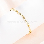 Brass Micro Pave Clear Cubic Zirconia Link Chain Bracelets for Women, Heart, Rack Plating, Long-Lasting Plated, Cadmium Free & Lead Free, Real 18K Gold Plated, 7-5/8 inch(19.5cm)(BJEW-D387-02G)