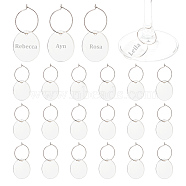 24Pcs Transparent Blank Acrylic Wine Glass Charms, with Brass Hoop Earring Findings, Flat Round, Clear, 59mm, 24pcs/set(AJEW-AB00074)