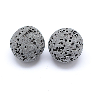 Unwaxed Natural Lava Rock Beads, for Perfume Essential Oil Beads, Aromatherapy Beads, Dyed, Round, No Hole/Undrilled, Black, 10mm(G-F325-10mm-18)