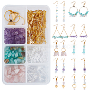 SUNNYCLUE DIY Chip Dangle Earring Making Kits, 3 Styles Chip & 4Pcs Brass Pendants, Brass Earring Hooks & Linking Rings, Brass Finding, Mixed Color, 13style/box(DIY-SC0016-49)
