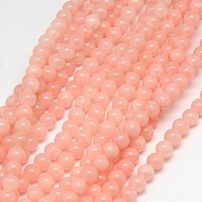 Natural Yellow Jade Beads Strands, Dyed, Round, Light Salmon, 10mm, Hole: 1mm, about 40pcs/strand, 15.75 inch(G-G598-10mm-YXS-22)