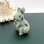 Natural Sesame Jasper Carved Healing Rabbit Figurines, Reiki Energy Stone Display Decorations, 50mm(PW-WG98684-09)