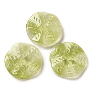 Transparent Glass Beads, Round with Leaf, Yellow Green, 25.5x5.5mm, Hole: 1.6mm(GLAA-A012-01C)