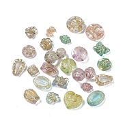 Transparent Acrylic Beads, Golden Metal Enlaced, Mixed Shapes, Mixed Color, 9.5~18x8.5~18x4.5~9.5mm, Hole: 1.5~2.2mm(OACR-H019-37)