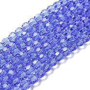 Transparent Glass Beads, Faceted(32 Facets), Round, Medium Slate Blue, 8mm, Hole: 1mm, about 72pcs/strand, 20.67 inch(52.5cm)(EGLA-A035-T8mm-D14)