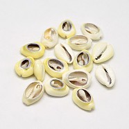 Natural Yellow Shell Oval Beads, No Hole, Champagne Yellow, 17~20x12~14mm(X-BSHE-O007-64)
