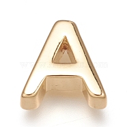 Brass Charms, Long-Lasting Plated, Real 18K Gold Plated, Letter.A, A: 8.5x8x3mm, Hole: 0.8mm(ZIRC-I037-01A-G)