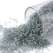 TOHO Round Seed Beads, Japanese Seed Beads, (176) Transparent AB Black Diamond, 15/0, 1.5mm, Hole: 0.7mm, about 3000pcs/bottle, 10g/bottle(SEED-JPTR15-0176)