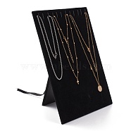 Wood Jewelry Necklace Display Planks, with Velvet, Rectangle, Black, 250x200x4mm(X-NDIS-N003-03)