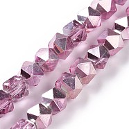 Transparent Glass Beads Strands, Polygon, Flamingo, 7mm, Hole: 1.2mm, about 68pcs/strand, 19.29''~19.69''(49~50cm)(GLAA-P003-B03)