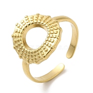 304 Stainless Steel Hollow Sun Open Cuff Ring for Women, Real 14K Gold Plated, Inner Diameter: 18mm(RJEW-I098-10G)