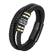 Multi-Layer Braided Leather Cord Bracelets, with Alloy Magnetic Buckles, Multi-color, 8-1/4 inch(21cm)(PW-WG94458-05)