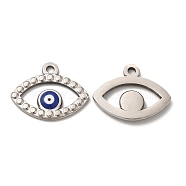 201 Stainless Steel Pendants, with Enamel, Evil Eye, Stainless Steel Color, 18x23x2mm, Hole: 2mm(STAS-J401-VF651-1)