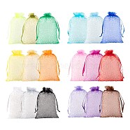 90Pcs 18 Style Organza Bags Jewellery Storage Pouches Wedding Favor Party Mesh Drawstring Gift, Mixed Color, 150x100mm, 5pcs/style(OP-LS0001-05)