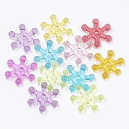Transparent Acrylic Beads, Snowflake, Mixed Color, 15.5x14x3mm, Hole: 2mm, about 2700pcs/500g(MACR-S296-40)