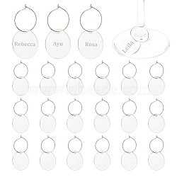 24Pcs Transparent Blank Acrylic Wine Glass Charms, with Brass Hoop Earring Findings, Flat Round, Clear, 59mm, 24pcs/set(AJEW-AB00074)