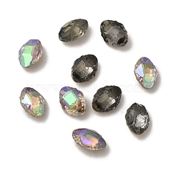 Glass Rhinestone Cabochons, Pointed Back & Back Plated, Faceted, Oval, Mixed Color, 10x7x4mm(RGLA-G023-17)