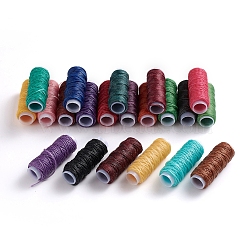 Waxed Polyester Cord, for Jewelry Making, Mixed Color, 0.8mm, about 30m/roll(YC-WH0007-03B-M)