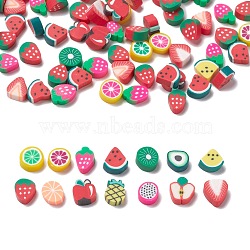Handmade Polymer Clay Cabochons, Fruit, Mixed Color, 9x7x4mm, 100pcs/bag(CLAY-Q244-05)