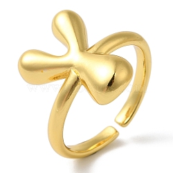 Initials Brass Open Cuff Ring for Women, Letter Y, 16.5x12.5mm, Adjustable(RJEW-N046-02Y-G)