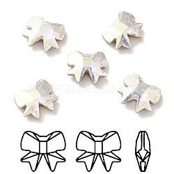 K9 Glass Rhinestone Cabochons, Flat Back & Back Plated, Faceted, Bowknot, Crystal, 10.5x12x4mm(RGLA-G017-01A-001TR)