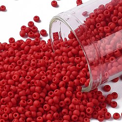 TOHO Round Seed Beads, Japanese Seed Beads, (45F) Opaque Frost Pepper Red, 11/0, 2.2mm, Hole: 0.8mm, about 5555pcs/50g(SEED-XTR11-0045F)