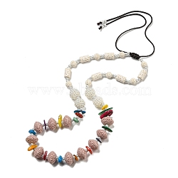 Dyed Lava Rock with Shells,  Plastic Pearl Beads Necklaces, Misty Rose, 1.65~2.80 inch(4.2~7.1cm)(NJEW-Z031-01A)