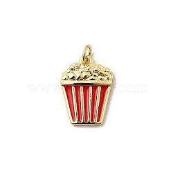 Rack Plating Brass Enamel Pendants, Long-Lasting Plated, Lead Free & Cadmium Free, with Jump Ring, Real 18K Gold Plated, Popcorn, 18x13.5x3.5mm, Hole: 3.5mm(X-KK-A268-02B-G)