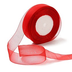 Sheer Organza Ribbon, Wide Ribbon for Wedding Decorative, Red, 1 inch(25mm), 250Yards(228.6m)(RS25mmY026)