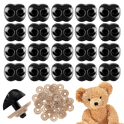 Plastic Craft Dog Noses, with Doll Eyes Washers, Doll Making Supplies, Black, Nose: 23mm, 40pcs(DOLL-GA0001-24A)