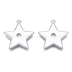 Brass Micro Pave Clear Cubic Zirconia Pendants, Nickel Free, Star, Platinum, 27x25.5x2.5mm, Hole: 1.6mm(KK-N232-206)