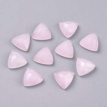 Natural White Jade Cabochons, Dyed, Faceted, Triangle, Misty Rose, 10x10x5mm