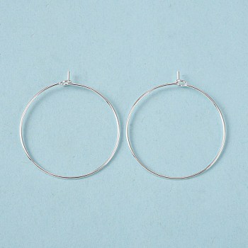 Silver Color Plated Brass Earring Hoops, Wine Glass Charm Rings, 20 Gauge, 30x0.8mm