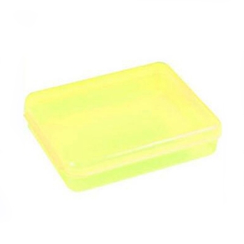 Transparent Plastic Bead Containers, with Hinged Lids, for Beads and More, Rectangle, Yellow, 12x9x2.5cm