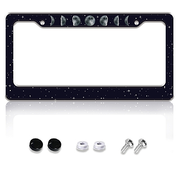 Aluminum Alloy Decoration Frame, for Licence Plate, with Screw & Nut, Rectangle, Moon, 160x310x5mm