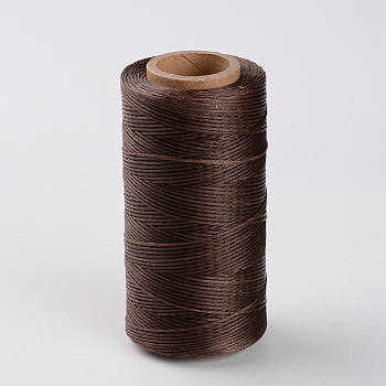 Flat Waxed Polyester Cords, Saddle Brown, 1x0.3mm, about 284.33 yards(260m)/roll