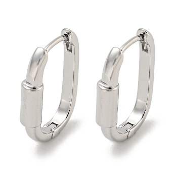 Brass Hoop Earrings, Real Platinum Plated, 18.5x3.5mm