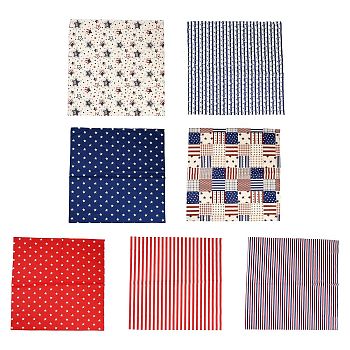 Print Cotton Cloth, for Patchwork, Sewing Tissue to Patchwork, Mixed Color, 498x498x0.2mm, 7pcs/set