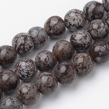 Natural Brown Snowflake Obsidian Beads Strands, Round, 10mm, Hole: 1mm, about 37~40pcs/strand, 14.9~15.1 inch(38~38.5cm)