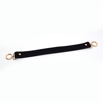 Microfiber Leather Bag Tape, with Light Gold Zinc Alloy Swivel Spring Gate Rings Clasps, for Bag Straps Replacement Accessories, Black, 39.5cm
