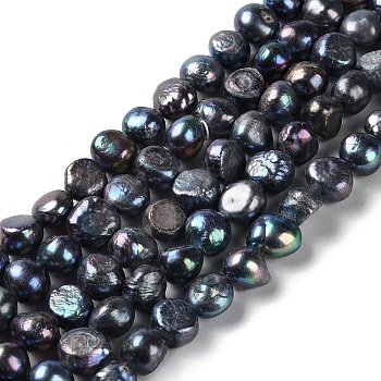 Natural Cultured Freshwater Pearl Beads Strands, Two Sides Polished, Grade 3A+, Black, 11~12x11~12.5x7~9mm, Hole: 0.7mm, about 34pcs/strand, 14.17''(36cm)