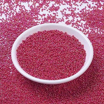 MIYUKI Round Rocailles Beads, Japanese Seed Beads, 11/0, (RR476) Opaque Red AB, 2x1.3mm, Hole: 0.8mm, about 50000pcs/pound