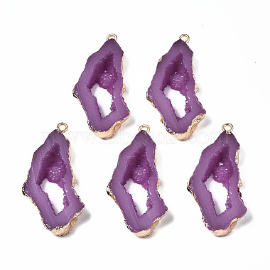 Light Gold Orchid Nuggets Iron+Resin Pendants